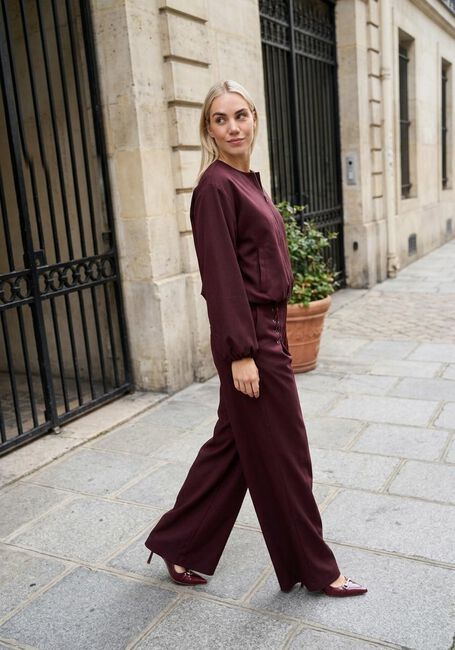 CO'COUTURE Pantalon LUNA EYELET WIDE LONG PANT Bordeaux - large