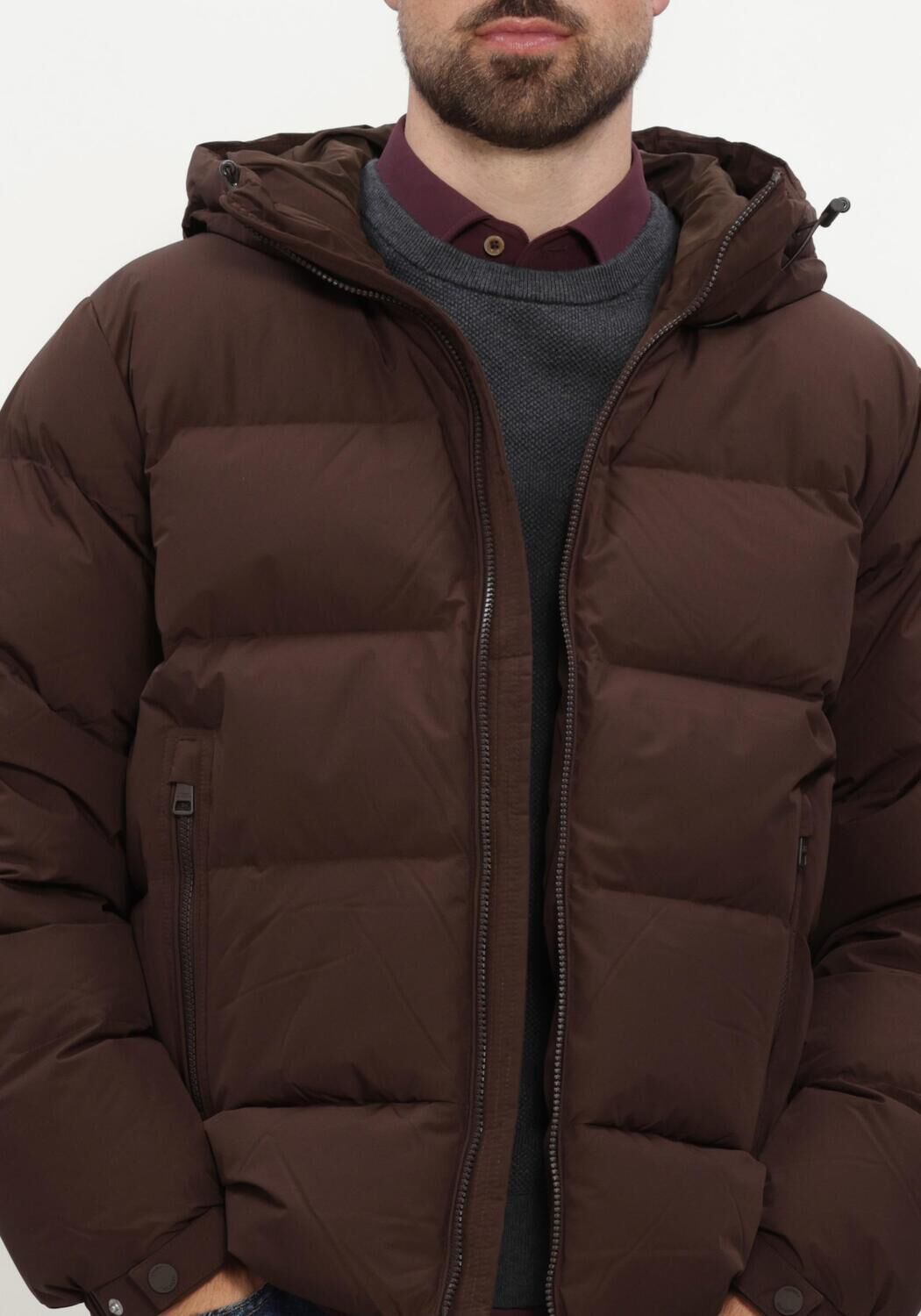 TOMMY HILFIGER Veste matelass&eacute; DOWN HOODED PUFFER JKT en marron - large