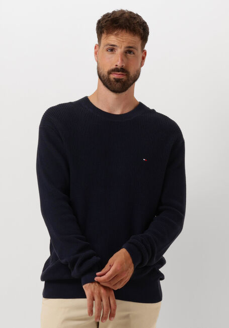 TOMMY HILFIGER Pull STRUCTURE CREW NK Bleu foncé - large