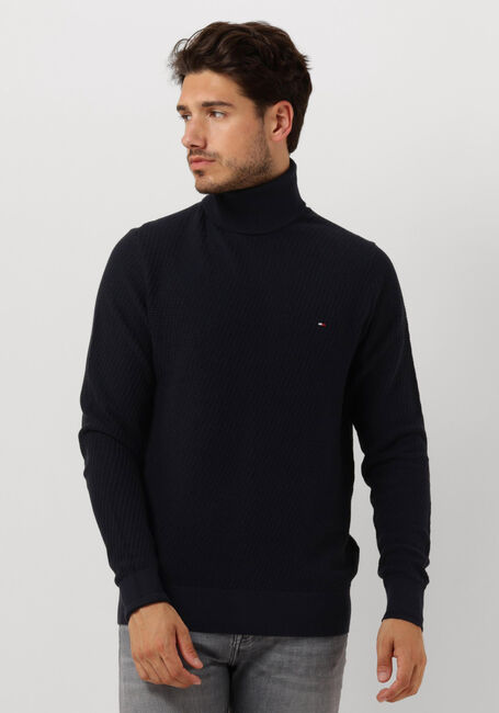 TOMMY HILFIGER Col roulé RECTANGULAR STRUCTURE ROLL NK Bleu foncé - large