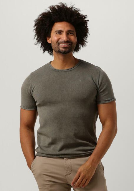 PUREWHITE T-shirt FLAT KNITTED SHIRT SHORTSLEEVE WITH SMALL LOGO ON CHEST Olive - large