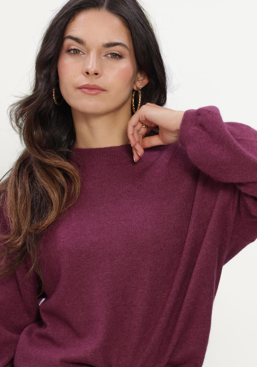 TWNS Pull LONG PUFFED SLEEVES ROUND NECK JUMPER en violet - large