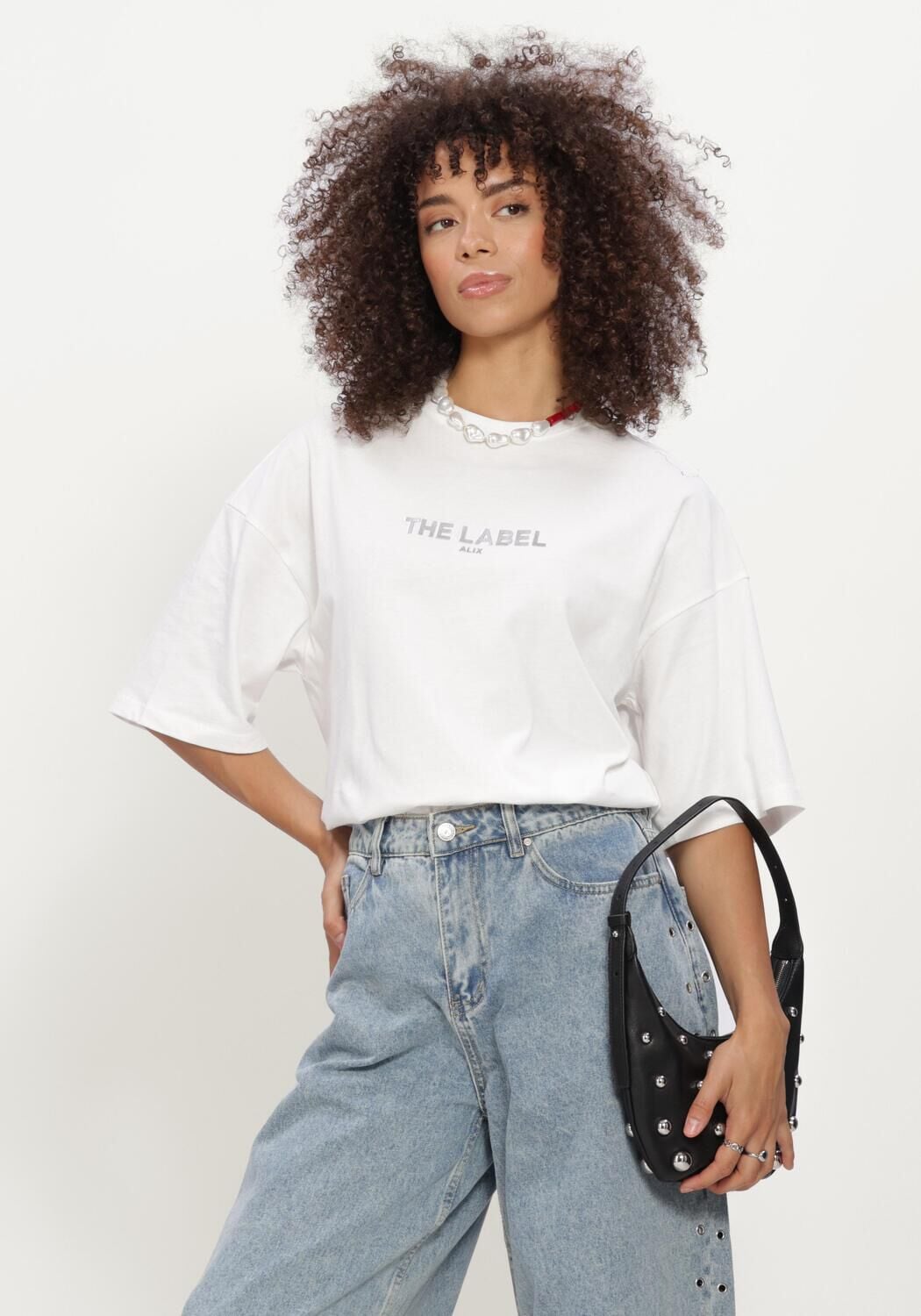 ALIX THE LABEL T-shirt LADIES KNITTED THE LABEL T-SHIRT en blanc - large