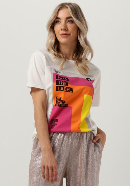 ALIX THE LABEL T-shirt LADIES KNITTED GRAPHIC T-SHIRT en blanc - large