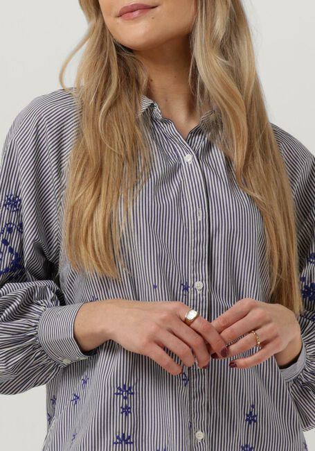 Blauwe SCOTCH & SODA Mini jurk STRIPED SHIRT DRESS WITH EMBROIDERY IN ORGANIC COTTON - large
