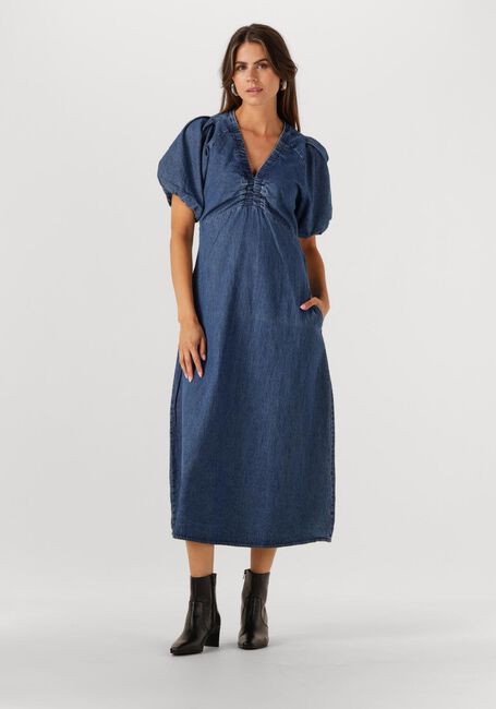 Blauwe NEO NOIR Midi jurk ILLANA DENIM DRESS - large
