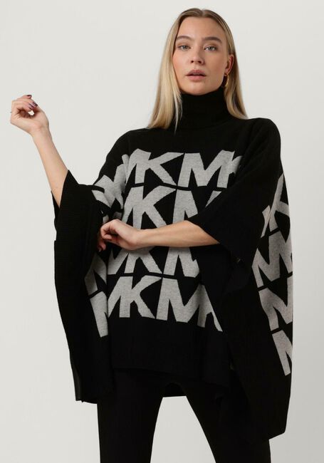 MICHAEL KORS Col roul&eacute; OVERSIZE MK LOGO PONCHO en noir - large