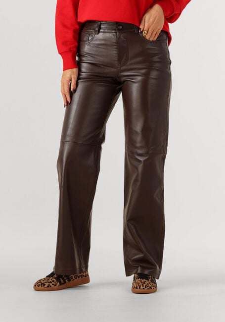 ROUGE EDIT Pantalons longs ROUCAMDEN RW S/F LEATHER TROUSERS en marron - large
