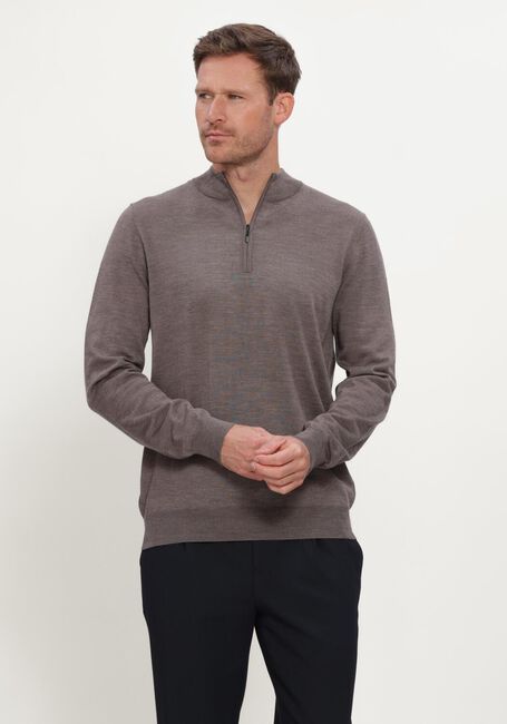 STEFANO LAURAN Pull HALF ZIP MERINO en taupe - large