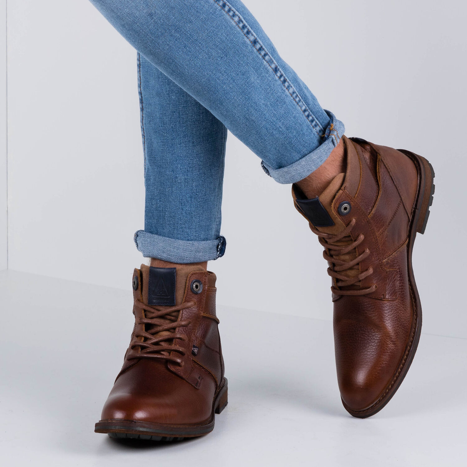 GAASTRA Bottines &agrave; lacets CREW HIGH BOAT en cognac  - large