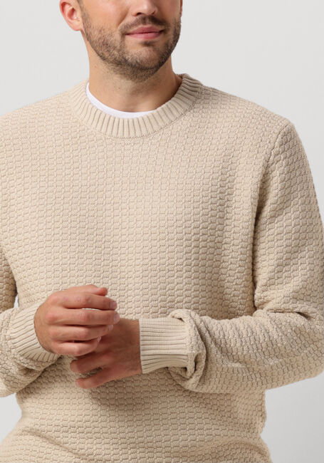 SELECTED HOMME Pull SLHTHIM LS KNIT STRUCTURE CREW en beige - large