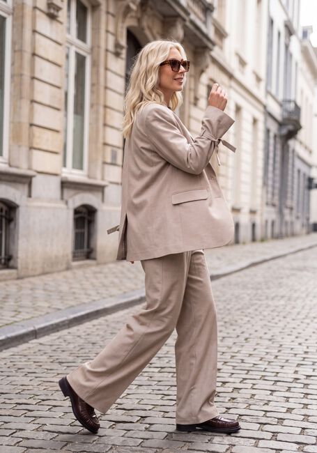 SUMMUM Pantalon large TROUSERS WIDE LEG TWILL en beige - large