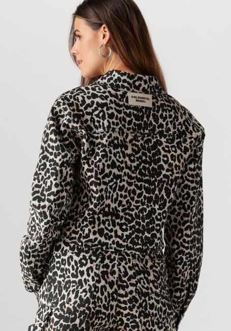 Bruine COLOURFUL REBEL  OLLE LEOPARD CROPPED DENIM BLOUSE - large