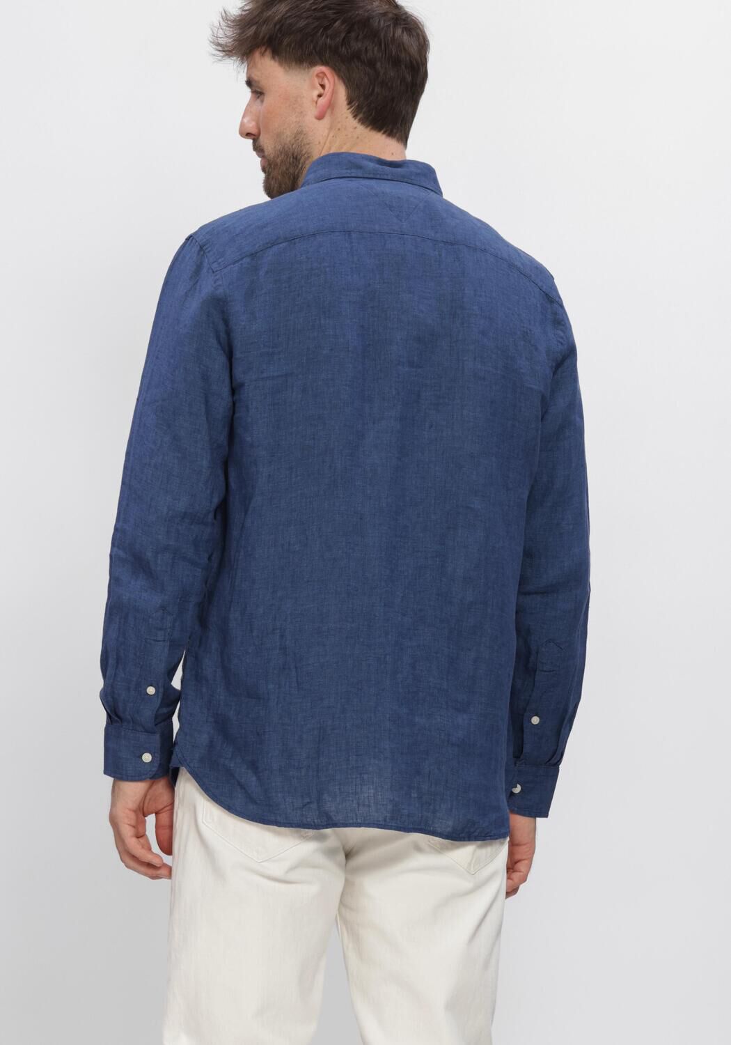 Donkerblauwe TOMMY HILFIGER Casual overhemd PIGMENT DYED LI SOLID RF SHIRT - large