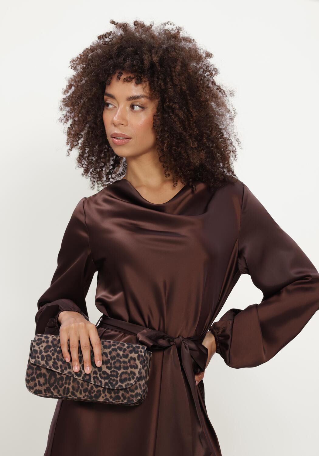 Bruine Y.A.S. Midi jurk YASTHEA LS DRESS - large