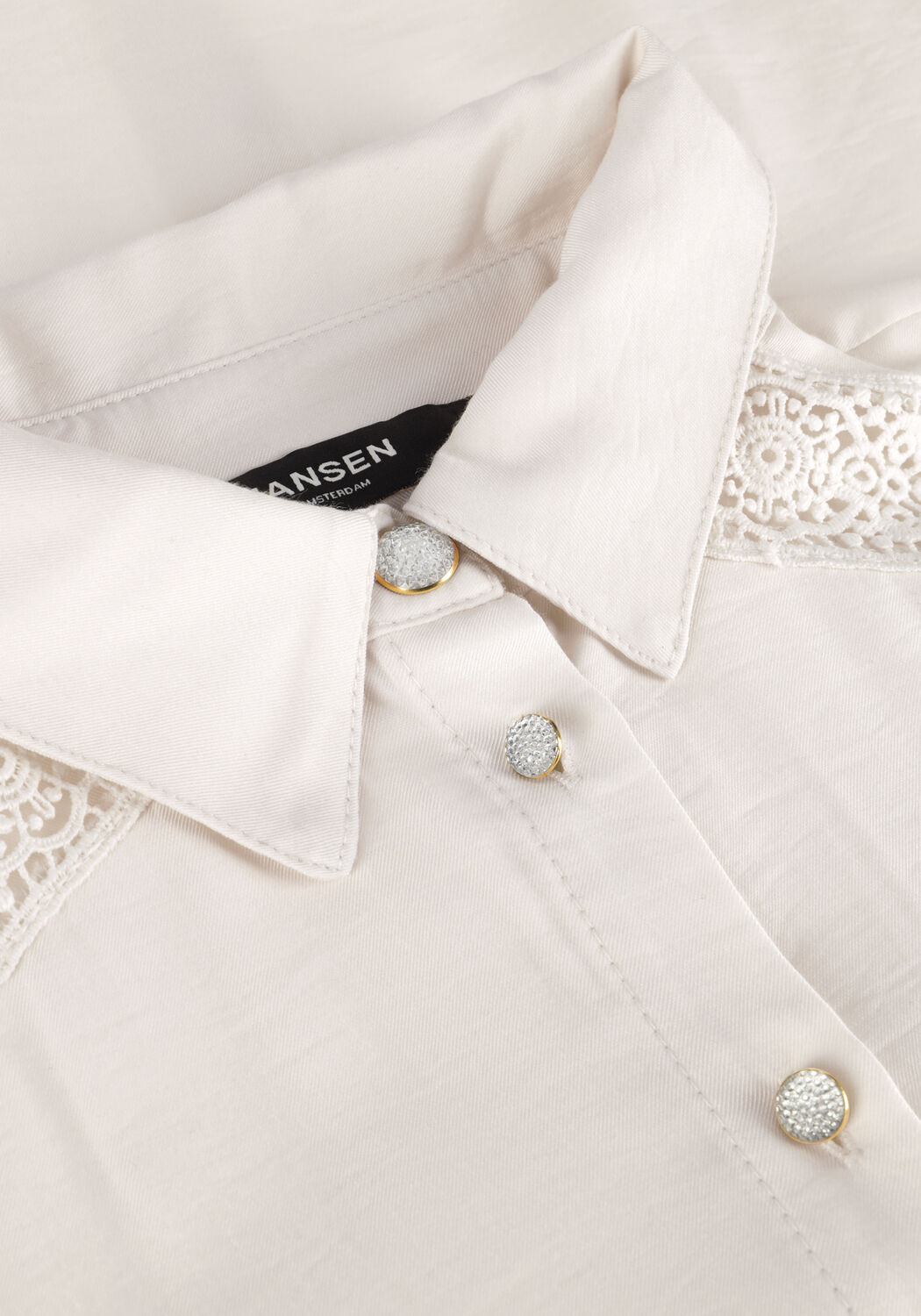 Witte JANSEN AMSTERDAM  W754 BLOUSE LACE DETAILS AND LONG PUFFSLEEVES - large