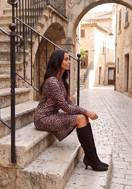 STUDIO ANNELOES Robe midi Simplicity leopard dress en marron - large