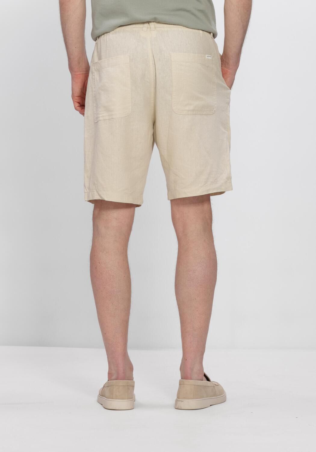 Beige ANERKJENDT Korte broek AKJAMES COT-LINNEN-VIS SS SHORT - large