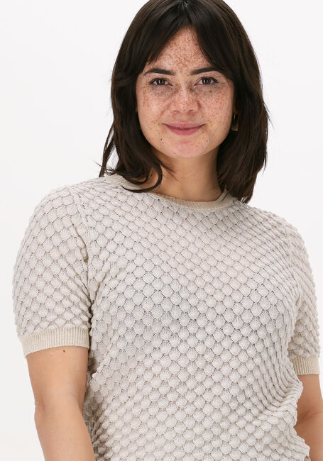 SUMMUM Haut SHORT SLEEVE SWEATER COTTON SH en beige - large