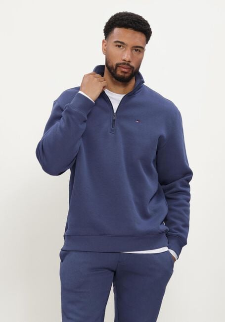 Blauwe TOMMY JEANS Trui TJM REG FLEECE 1/4ZIP MOCK NECK - large