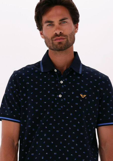 PME LEGEND Polo SHORT SLEEVE POLO FINE PIQUE ALL OVER PRINT Bleu foncé - large