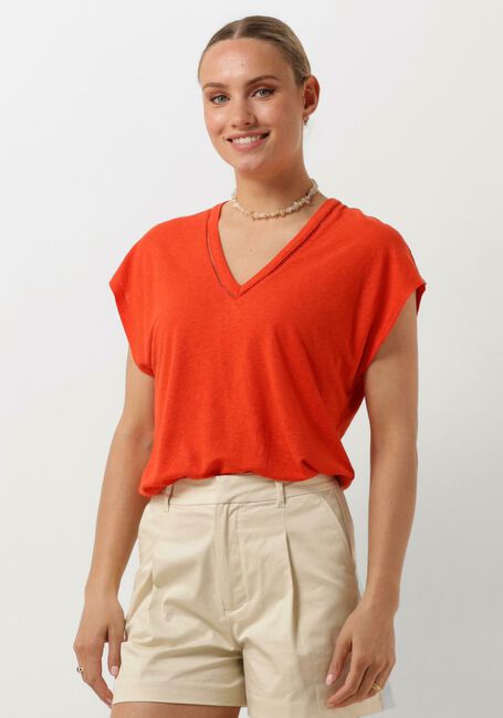 SCOTCH & SODA Haut V-NECK LADDER DETAIL LOOSE FIT T-SHIRT en orange - large