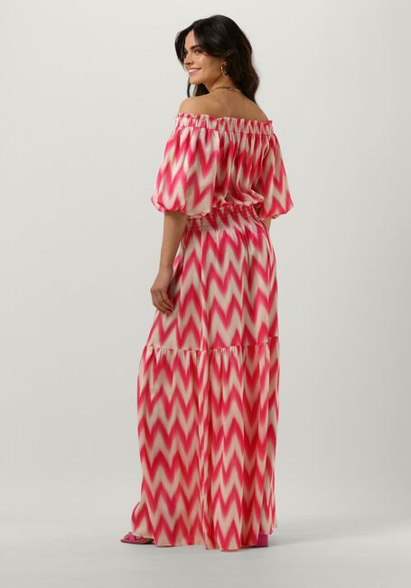 Fuchsia ACCESS Maxi jurk OFF-THE-SHOULDERS GEOMETRICALLY PRINTED DRESS - large