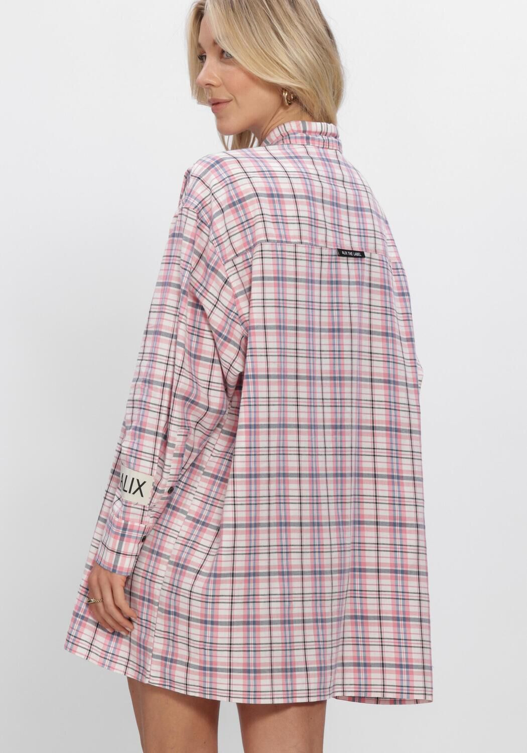 Roze ALIX THE LABEL Mini jurk LADIES WOVEN DAMAGED CHECK DRESS - large