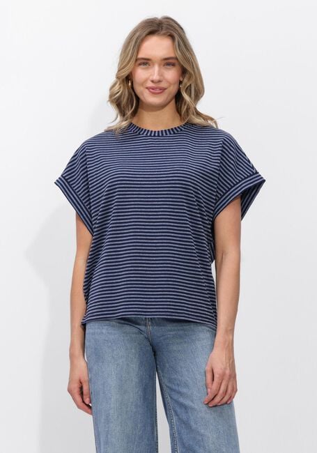 SUMMUM T-shirt TOP TWO TONE LUREX STRIPE en bleu - large
