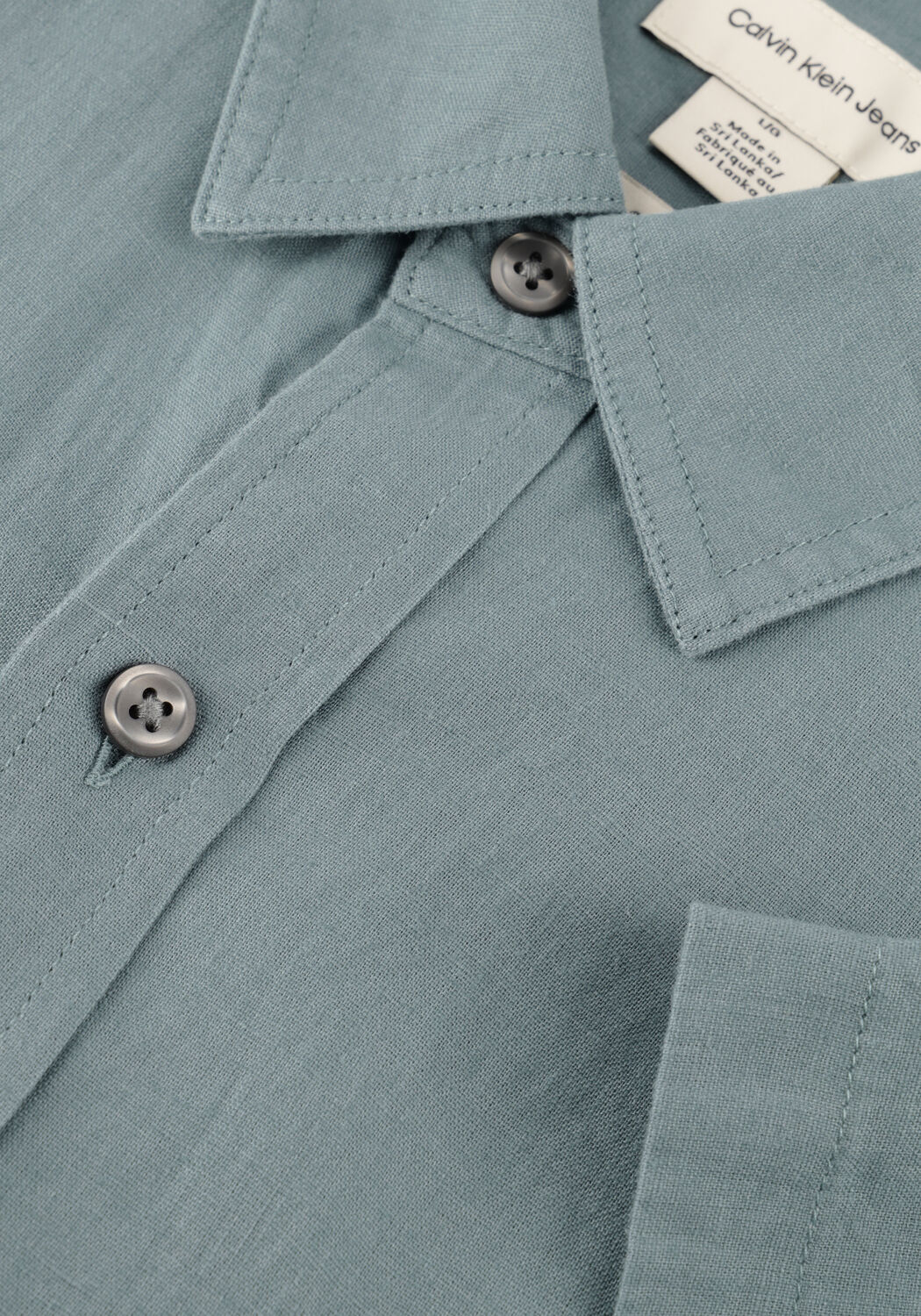 CALVIN KLEIN Chemise d&eacute;contract&eacute; SS SOLID CASUAL LINEN CLASSIC SH en vert - large