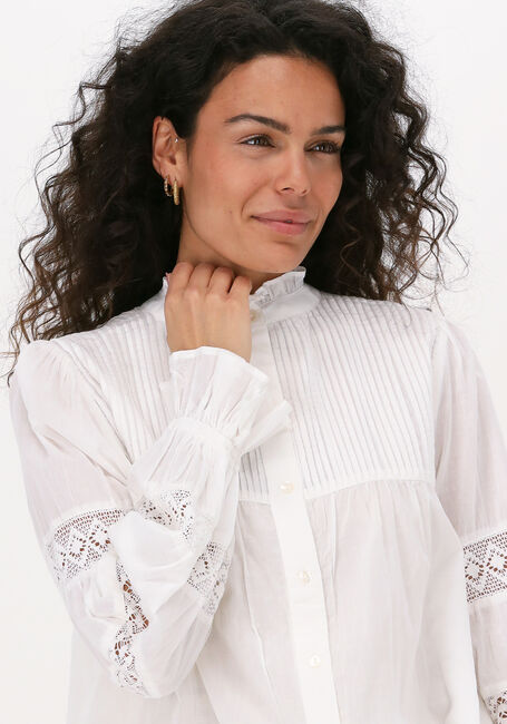 Gebroken wit SUMMUM  TOP LACE APPLIQUÉ COTTON VOILE - large