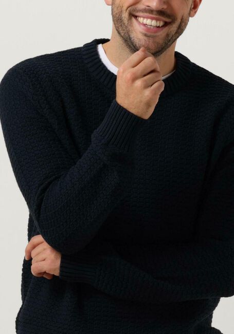 Donkerblauwe SELECTED MEN Trui SLHTHIM LS KNIT STRUCTURE CREW - large