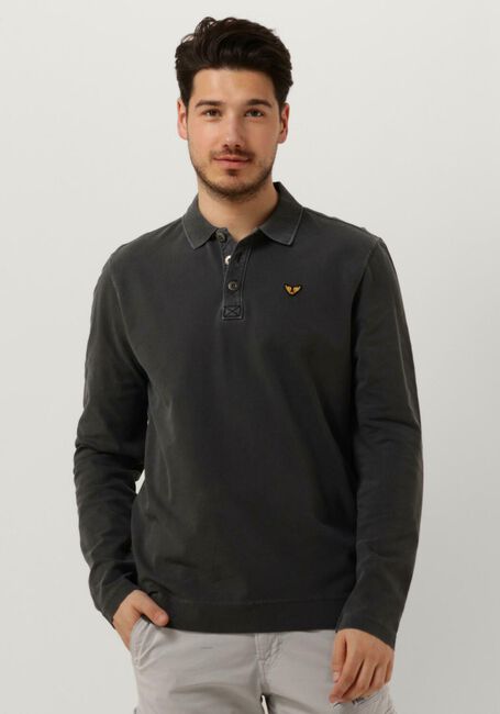 Donkergrijze PME LEGEND Polo LONG SLEEVE POLO PIQUE GARMENT DYE - large