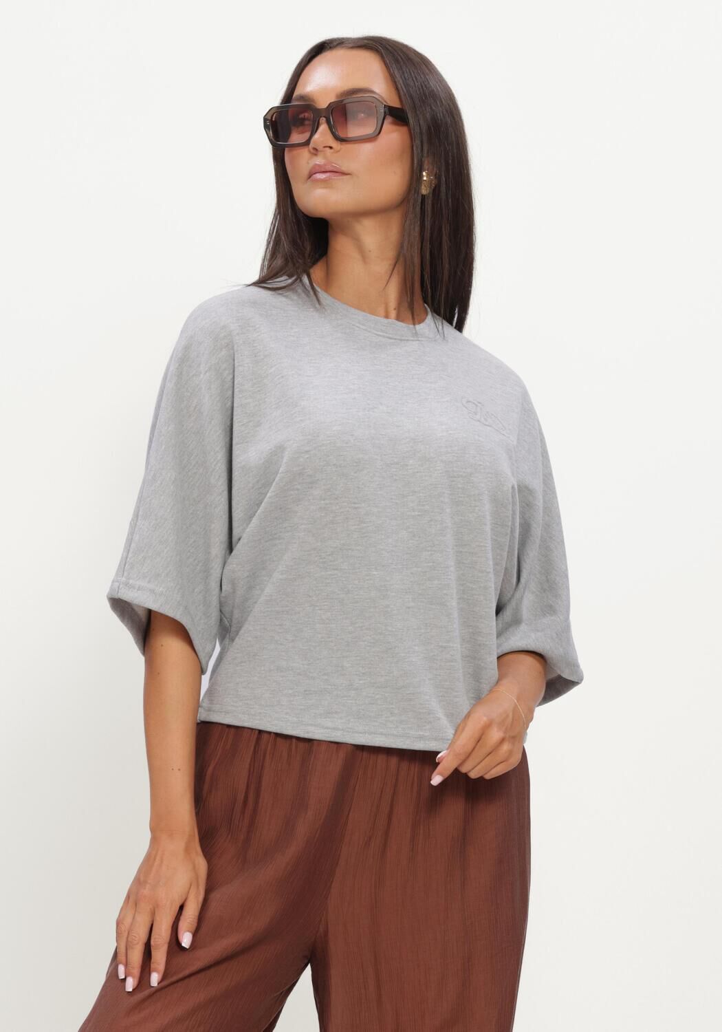 Grijze DANTE6 Truien/vesten DEVON WASHED BATWING SWEAT - large