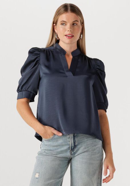Donkerblauwe NEO NOIR  ROELLA HEAVY SATEEN BLOUSE - large
