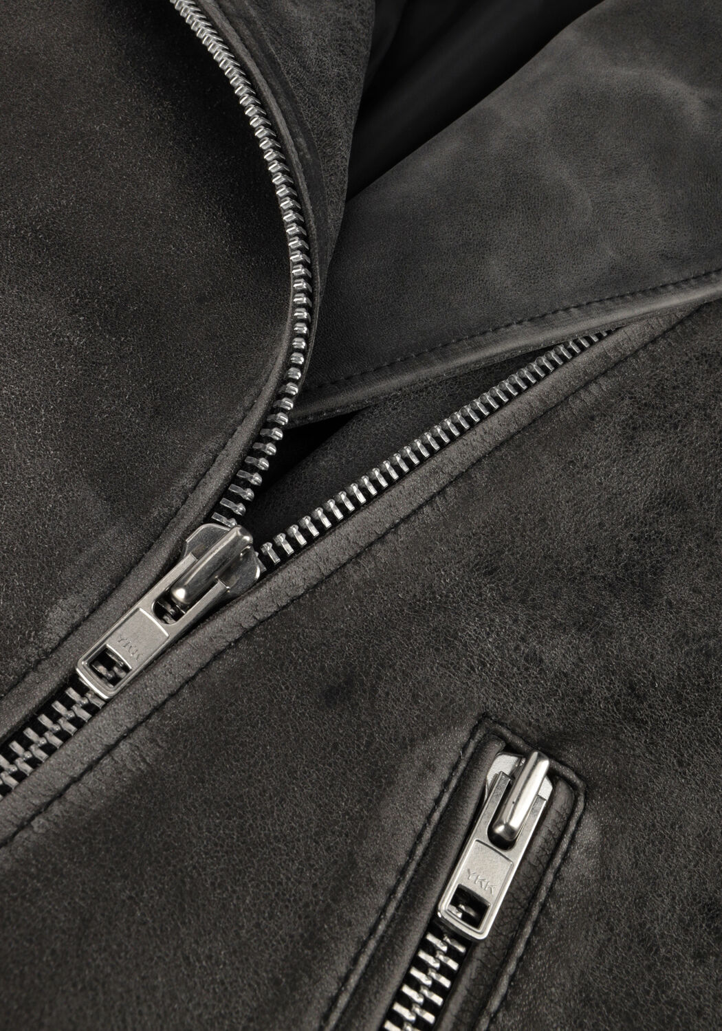 Grijze MODSTR&Ouml;M Leren jas HULLAMD JACKET - large