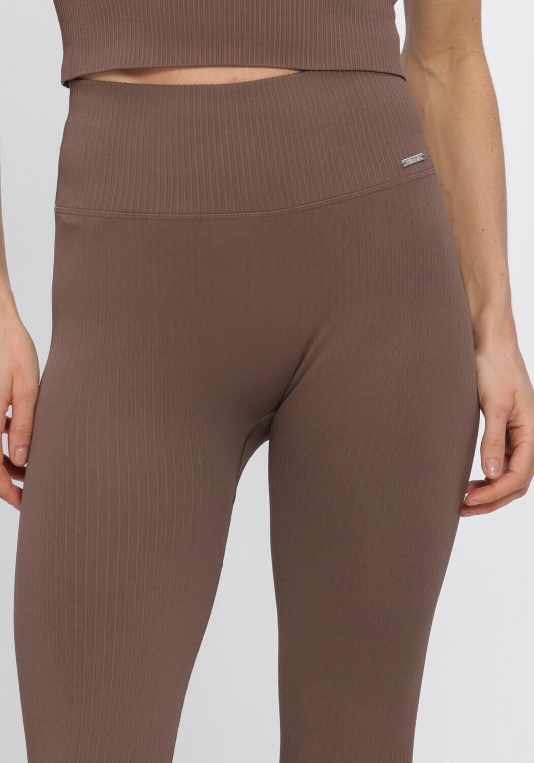 Bruine AIM'N Broeken/jumpsuits RIBBED SEAMLESS TIGHTS - large