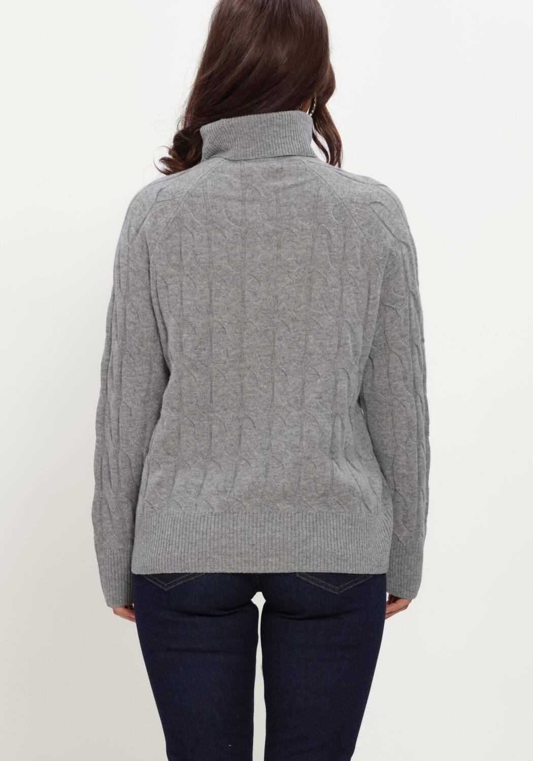 TOMMY HILFIGER Col roul&eacute; SOFT WOOL CABLE ROLL-NK LS SWT en gris - large