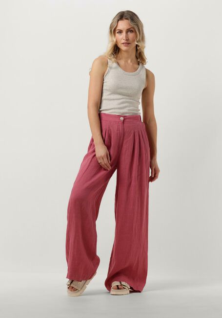 BY-BAR Pantalon large ELI LINEN PANTS en rose - large
