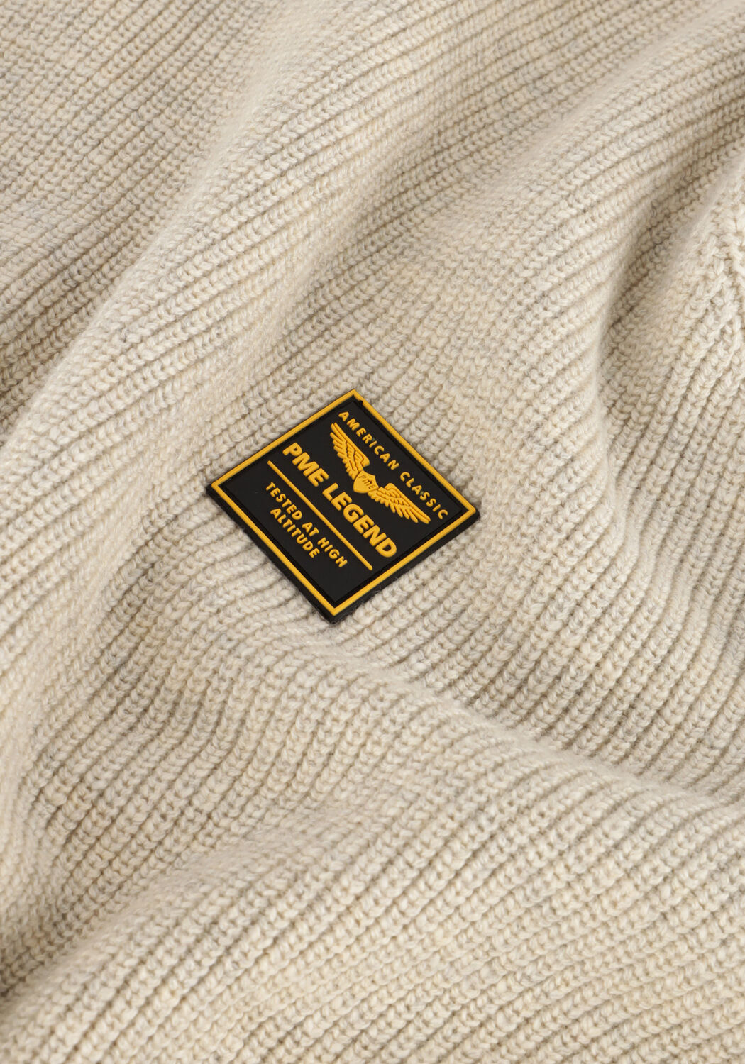 PME LEGEND Pull R-NECK COTTON RIB MELEE KNIT en beige - large