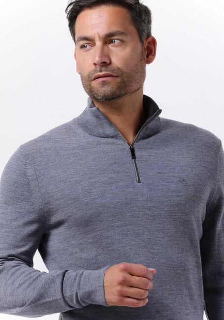 Grijze CALVIN KLEIN Trui MERINO QUARTER ZIP - large