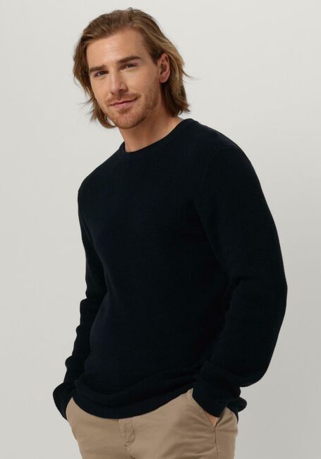 Blauwe SELECTED HOMME Trui ROCKS LS KNIT CREW NECK W NAW - large