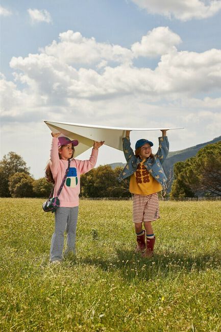 Jelly Mallow Veste en jean PAPER AIRPLANE DENIM JACKET en bleu - large