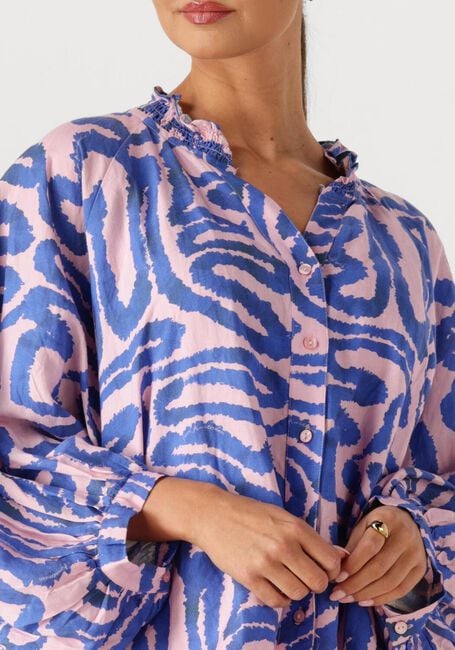 POM AMSTERDAM BLOUSE WAVES PINK LINEN Blouses en multicolore - large