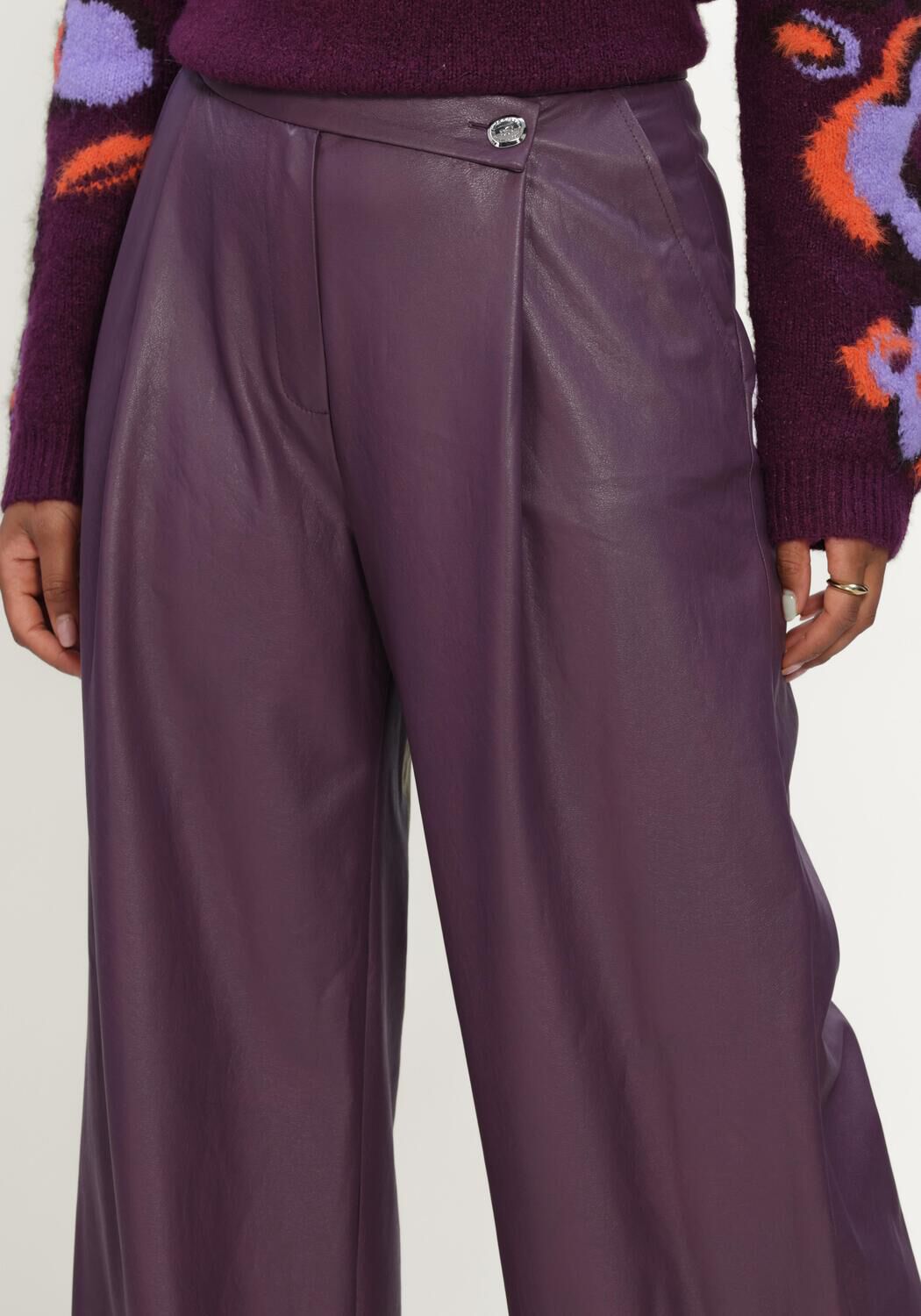 Paarse CAROLINE BISS Wijde broek 4573 - large
