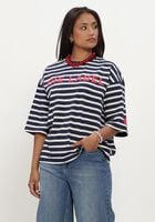 ALIX THE LABEL LADIES KNITTED Y/D STRIPE T-SHIRT Hauts & T-shirts en bleu