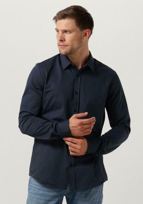Donkerblauwe CAST IRON Casual overhemd LONG SLEEVE SHIRT TWILL JERSEY 2 TONE - large