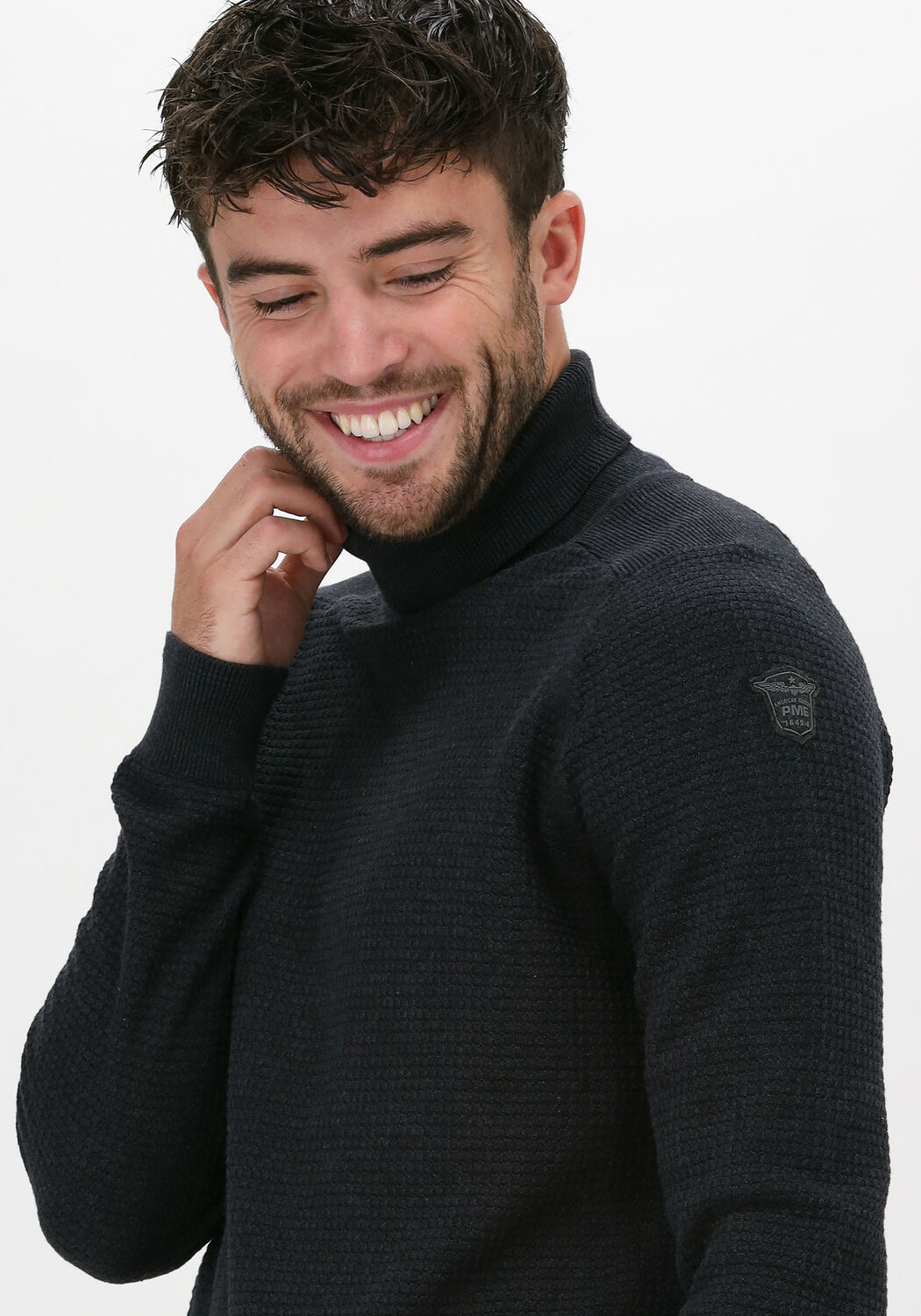 Zwarte PME LEGEND Coltrui ROLL NECK RECYCLED COTTON MIX Omoda