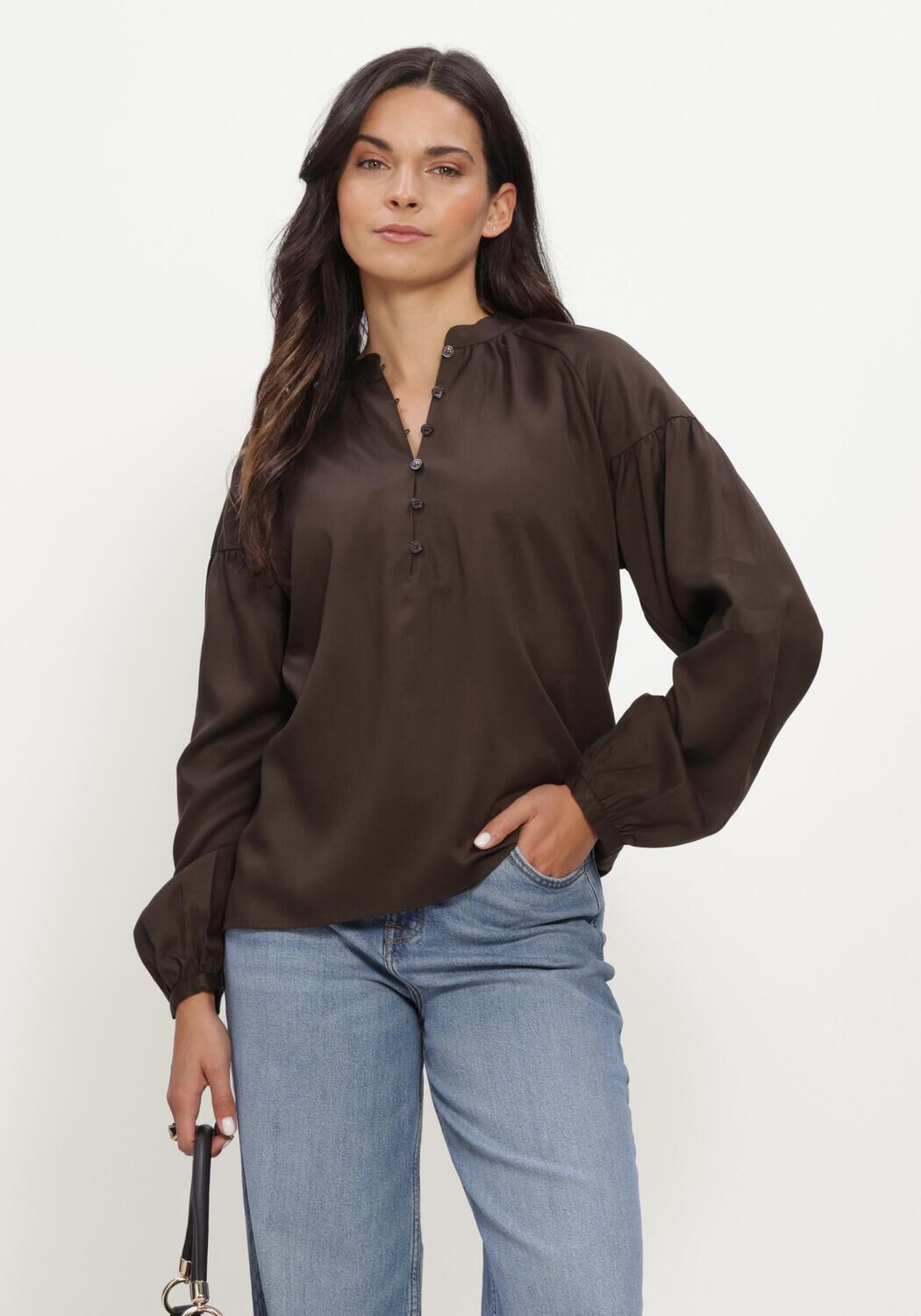 SELECTED WOMEN SLWDONNA LS SHIRT Blouses en marron - large