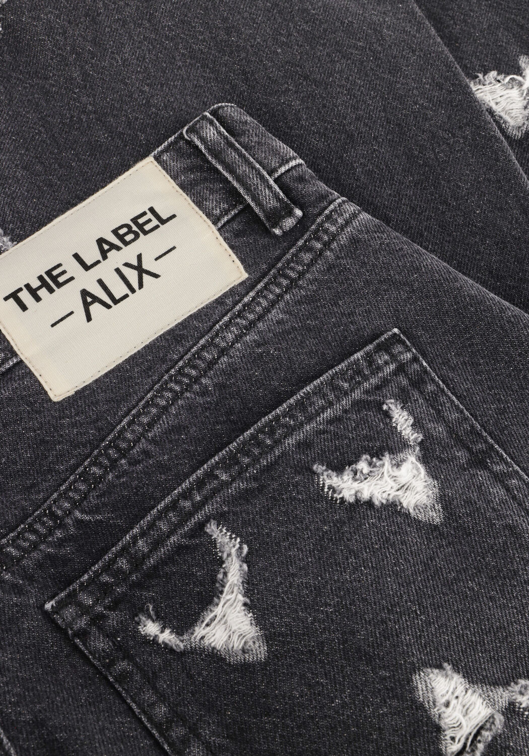 ALIX THE LABEL Straight leg jeans LADIES WOVEN DESTROYED DENIM PANTS en gris - large